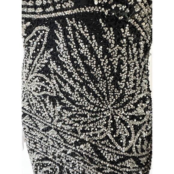 NAEEM KHAN RIAZEE BEADED COUTURE BLACK MINI DRESS - Picture 7 of 11